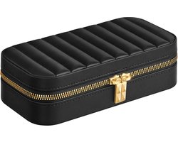 SONGMICS HOME - Sieradendoos - Juwelendoos - Met Spiegel - PU Leren Opbergdoos met Rits