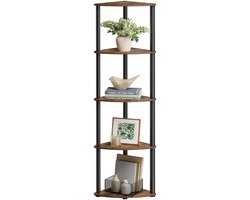 SONGMICS HOME - Wandplank - Hoekkast - Hoekrek - 5 Niveaus - Gereedschapsloze Montage