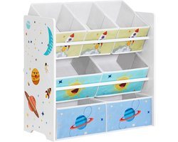 SONGMICS - kast voor kinderkamer - Kinderkamerkast - Speelgoedopberger met 7 Opbergdozen van non-woven stof - Kinderboekenkast - Kinderplank voor Speelgoed - Speelgoedorganizer - 29,5 x 62,5 x 60 cm - Wit