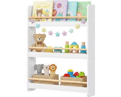 SONGMICS - Kinderboekenkast - 3 Lagen - Speelgoedrek - Wandmontage