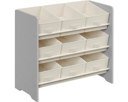 SONGMICS - kinderkast - kast voor kinderkamer - speelgoedopberger - 9 opbergdozen van non-woven stof - 29,5 x 62,5 x 60 cm - grijs