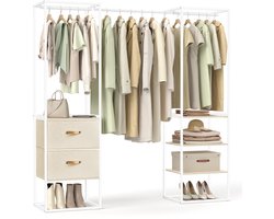 SONGMICS - Kledingkast - 1 Uittrekbare Stang - 2 Lades - 4 Legplanken