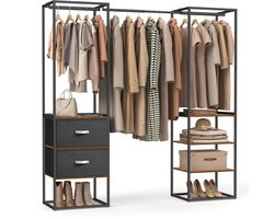 SONGMICS - Kledingkast - Uittrekbare Stang - 2 Lades - 4 Planken - Hoge Draagkracht