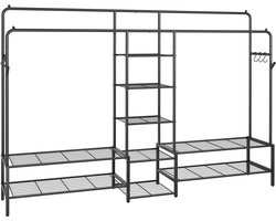 SONGMICS - Kledingrek - Kledingrek metaal - Met 9 Planken - Metalen Frame - Voor Slaapkamer Woonkamer Hal