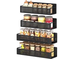 SONGMICS - Kruidenrek - Magnetisch Kruidenrek Set van 4 - Zonder Boren - Voor Keuken Koelkast Magnetron Wasmachine