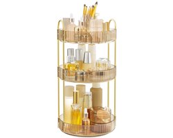 SONGMICS - Make Up Koffer - 3 Lagen - Aanpasbare Cosmetica Opberger voor Kaptafel