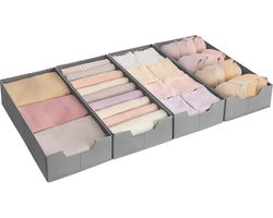 SONGMICS Ondergoedorganizer Set van 4, Lade-organizer voor IKEA PAX-garderobekast, Zonder verdelers, Opvouwbare garderobekastorganizer, 50 x 22 x 10 cm voor sokken, Duifgrijs RUS013G01