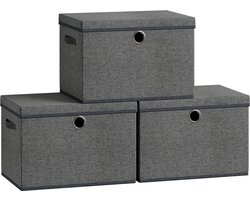 SONGMICS - Opbergbox - Opbergdoos - 3er-Set - Opbergboxen Stapelbaar - Met Handgrepen - Set Van 3