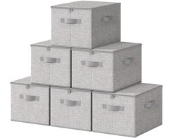SONGMICS - Opbergbox - Opbergdoos - Deksel - 6-Delige Set - Opvouwbare Stoffen Boxen - Handgrepen