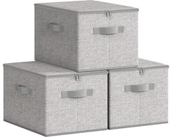 SONGMICS - Opbergbox - Opbergdoos - Met Deksel - 3-delige Set - Opvouwbare Stofbox met Handgrepen