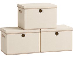 SONGMICS - Opbergbox - Opbergdoos - Set van 3 - Stapelbaar met Handgrepen - Voor Organisatie