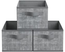 SONGMICS - Opbergbox - Opbergdoos - Set van 3 - Stoffen Boxen met 2 Handgrepen - Voor Kledingkast
