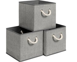 SONGMICS - Opbergbox - Opbergdoos - Set van 3 - Stoffen Boxen zonder Deksel - Met Handgrepen