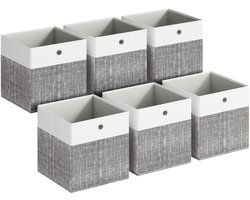 SONGMICS - Opbergbox - Opbergdoos - Set van 6 - Opvouwbare Stoffen Boxen - Met PP-Platen - Rekken
