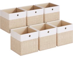 SONGMICS - Opbergbox - Opbergdoos - Set van 6 - Opvouwbare Stoffen Boxen - PP Platen - Voor Rekken