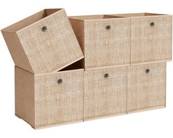 SONGMICS - Opbergbox - Opbergdoos - Set van 6 - Vliesstof met Handgreep - Voor Kast en Organizer