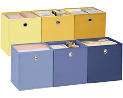 SONGMICS - Opbergbox - Opbergdoos - Set van 6 - Vouwbare Stoffen Boxen - Kastruimte en Organisatie