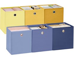 SONGMICS - Opbergbox - Opbergdoos - Set van 6 - Vouwbare Stoffen Boxen - Slaapkamer en Woonkamer