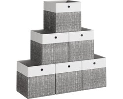 SONGMICS - Opbergbox Set van 6 - Opvouwbare Stoffen Boxen - Met PP-Platen - Voor Rekken