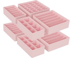 SONGMICS opbergdozen voor ondergoed, set van 8, lade-organizer, opbergsysteem voor garderobe, voor bh's, ondergoed, sokken, stropdassen, vouwdozen, stoffen dozen, roze RUS008P01