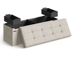 SONGMICS - Opbergpoef - Opbergpoef met deksel - Opklapbare Bank - Voor Woonkamer Slaapkamer Hal