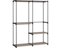 SONGMICS - Open kledingkast - kledingrek - kledingroede - kledingkast - 43 x 138 x 182 cm - 3 hangvakken, - taupe