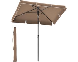 SONGMICS Parasol 200 x 125 cm, balkonscherm UPF 50+, zonwering, aan beide zijden 30° knikbaar, in hoogte verstelbaar, opbergtas, voor tuin, terras, zonder standaard, walnootbruin