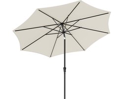 SONGMICS Parasol 340 cm UPF 50+, strandparasol, aan beide zijden opvouwbaar, 30°, zonwering, met zwengel om te openen/sluiten voor terras, balkon, zwembad, zonder parasolvoet, beig