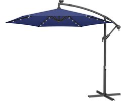 SONGMICS - Parasol - Zweefparasol 300 cm - Met Verlichting - UV-bescherming UPF 50+ - Inclusief Standaard