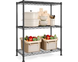 SONGMICS Plank, metalen rek, in hoogte verstelbare planken, opbergrek, staand rek voor garage, slaapkamer, woonkamer, 3 niveaus, 30 x 60 x 77 cm, inktzwart LGR163BH01