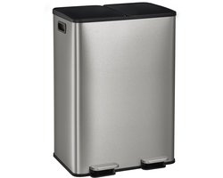 SONGMICS - Prullenbak - 2 Compartimenten - 2 x 30L - Pedaalemmer met Softclose Deksel