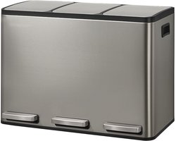 SONGMICS - Prullenbak - Pedaalemmer - Prullenbak - 3 Vakken - Uitneembare Binnenemmers - Softclose Deksel