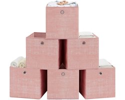 SONGMICS RFB006R01 - Opbergdozen Set van 6 - Vliesstof met Handgreep - Voor Kast en Kledingopslag