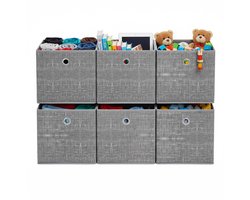 SONGMICS RFB026G01V1 - Opbergdozen Set van 6 - Vliesstof met Handgreep - Voor Kubusrek - Opvouwbaar