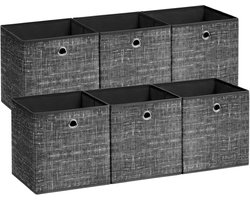 SONGMICS RFB033B01V1 - Opbergkubussen Set van 6 - Met Handgreep - Opvouwbare Stoffen Opbergboxen
