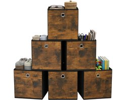 SONGMICS RFB102B01 - Opbergboxen Set van 6 - Vouwbare Stoffen Boxen - Organizer voor Kleding en Rekken