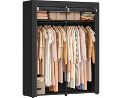SONGMICS RYG02BK - Stoffenkast Garderobe - 2 Kledingstangen - Opvouwbaar - Voor Kledingopslag