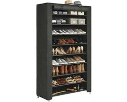 SONGMICS - Schoenenrek - Schoenenrek met 10 Lagen - Met Stofhoes - Metalen Frame - Voor High Heels