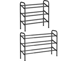 SONGMICS - Schoenenrek - Schoenenrek met 3 Lagen - Verstelbaar Metalen Rek - Voor Hal en Garderobe
