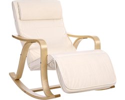 Songmics Schommelstoel Gemaakt Van Berkenhout - Relaxstoel - Ontspannende Stoel - Beige