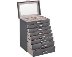 SONGMICS - Sieradendoos - Juwelendoos - Met Spiegel - 7 Lades - Veel Opbergruimte - Modern Design