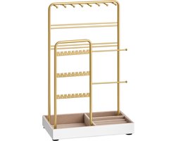 SONGMICS - Sieradenhouder - Sieradenstandaard - Metalen Frame - Fluwelen Sieradenschaal