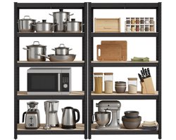 SONGMICS - Stellingkast - Opbergrek - Set van 2 - 5 Lagen - Max 650 kg - Verstelbare - Industrieel