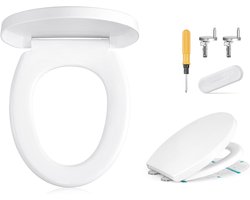 SONGMICS Toiletbril, O-vorm, softclose-mechanisme, handgreep, afneembare zitting, eenvoudige installatie, PP-kunststof, draagvermogen tot 300 kg, wit BTL001WZ01