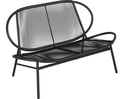 SONGMICS Tuinbank, 2-zit, balkonbank, tuinmeubelen van PE-rotan, tuinstoel met rugleuning, 70 x 138,5 x 79 cm, voor terras, tuin, balkon, outdoor, inktzwart GGF0026B01