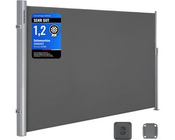 SONGMICS - Tuinscherm - Zijluifel met Aluminium Kast - Uittrekbaar - Privacybescherming en Zonwering voor Balkon Terras Tuin