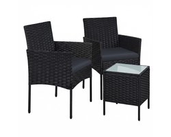 SONGMICS - Tuinset - PE-Polyrattan Loungeset - Tafel en 2 Stoelen - Voor Buiten Terras Tuin