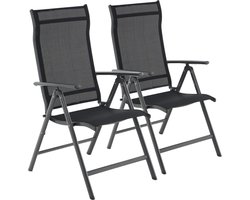 SONGMICS Tuinstoelen, set van 2, klapstoelen, buitenstoelen met robuust aluminium frame, rugleuning in 8 standen verstelbaar, belastbaar tot 120 kg, zwart
