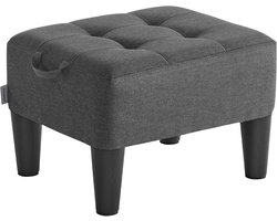 SONGMICS voetenbank met poten, kleine voetenbank poef, stoffen zitting in linnenlook en dik kussen, voor woonkamer, slaapkamer, entree, 330 lb gewichtscapaciteit, donkergrijs LOM502G01