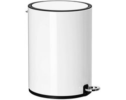 SONGMICS | Vuilnis Pendaalemmer met Voetpedaal | Cosmetica emmer met ABS-deksel | Vuilnisemmer met kunstof binnenemmer | Prullenbak / Vuilnisemmer | Afvalemmer van staal voor in badkamer, kantoor, slaapkamer, toilet, etc. | Inhoud: 3 L |Kleur: WIT